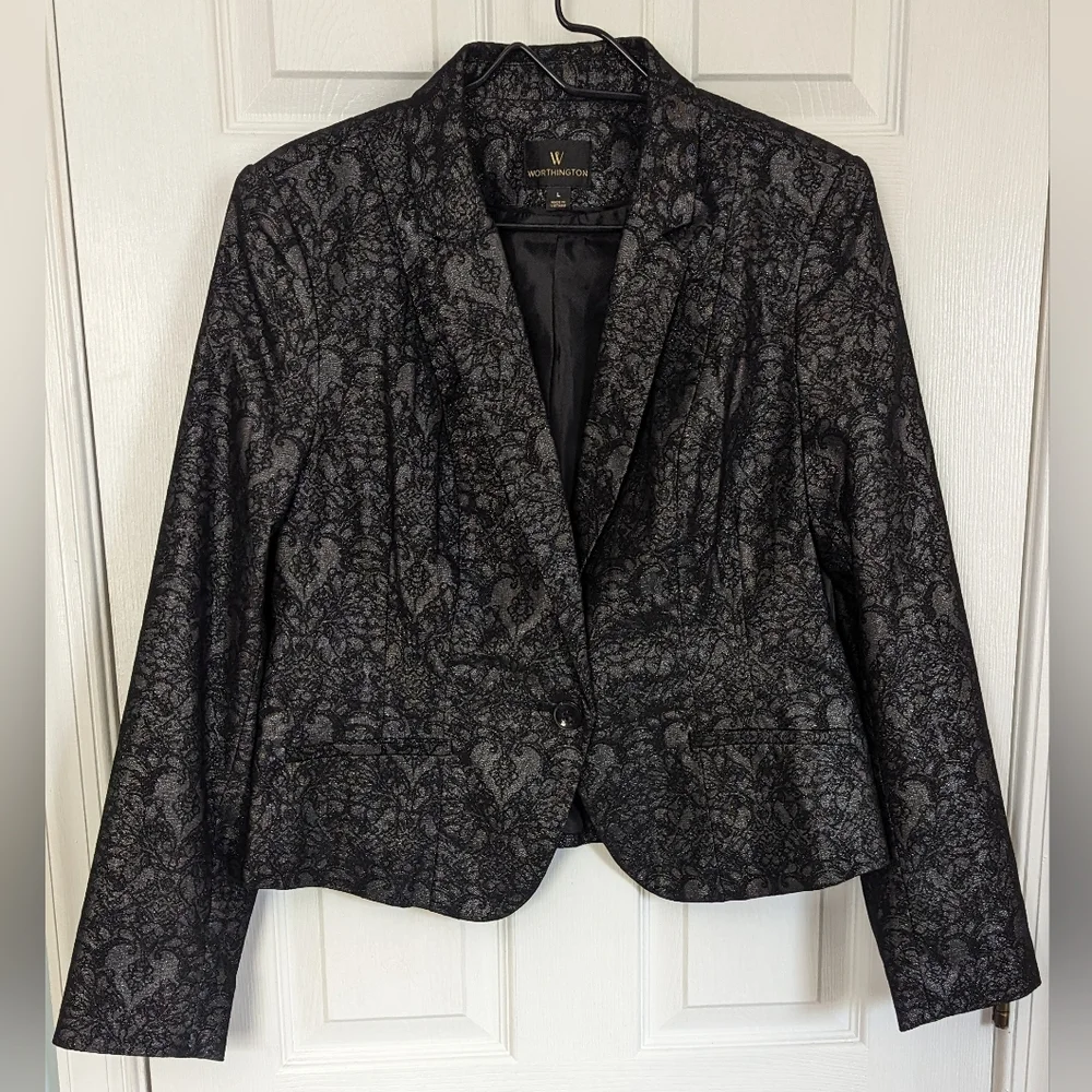 Worthington Women's 3 Piece Glitter Lace Design Suit Sz L/14 - Picture 2 of 11
